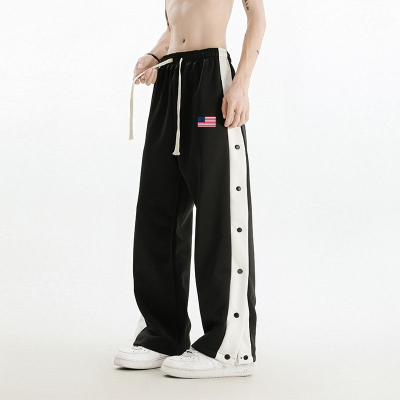 Men’s Basketball Tearaway Pants – Snap Button Sides, Post-Surgery Friendly, Athletic Warm-Up Sweatpants with Pockets