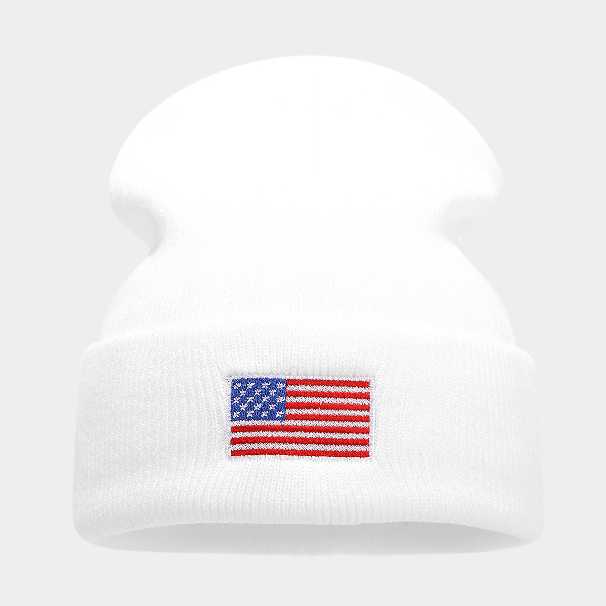 Patriotic Embroidered Flag Knit Beanie – Warm, Stylish, and Unisex Winter Hat