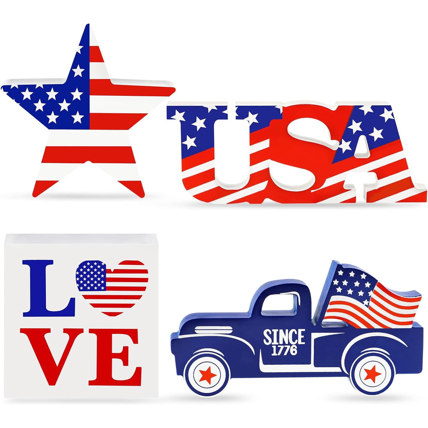 Handcrafted 3D Wooden Independence Day Decor – Patriotic Laser-Cut Puzzle Ornament for July 4th Celebrations