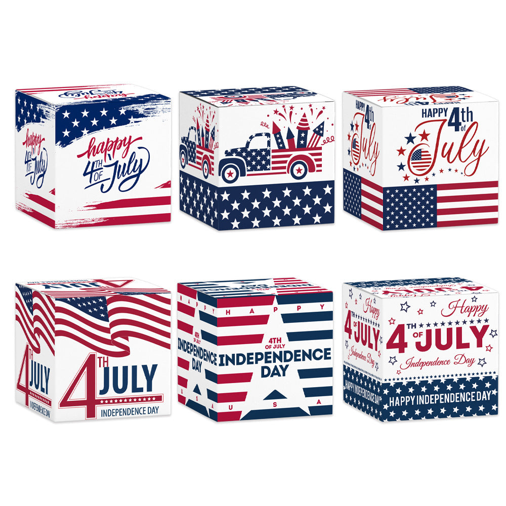 Patriotic Independence Day Candy Gift Boxes – Red, White & Blue Treat Packaging with Window Display