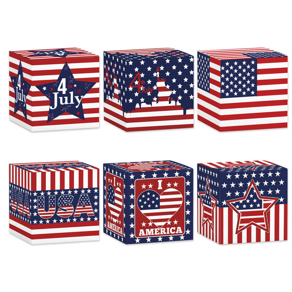 Patriotic Independence Day Candy Gift Boxes – Red, White & Blue Treat Packaging with Window Display