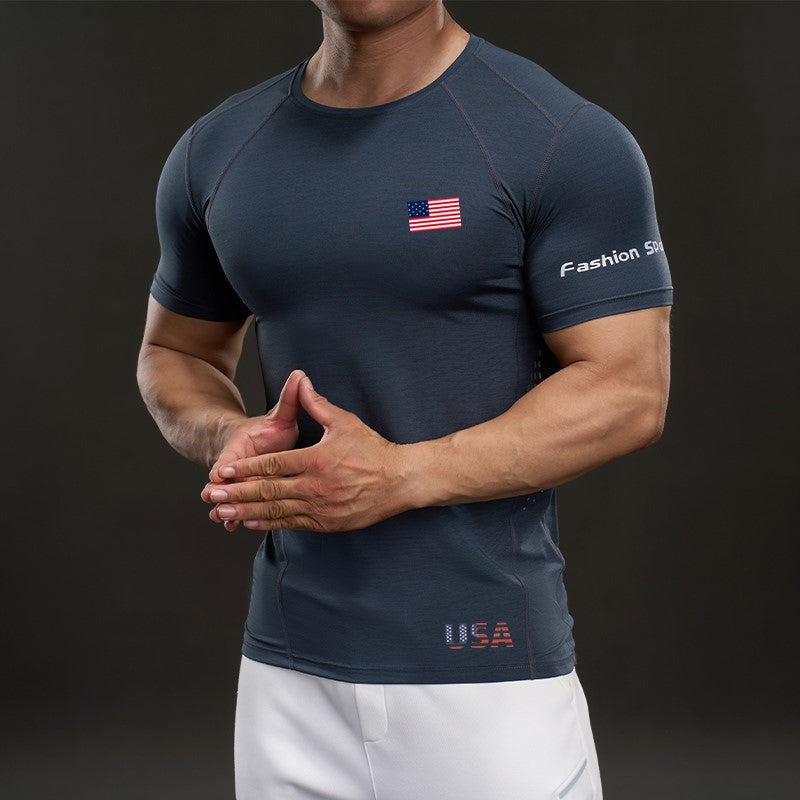 Men's Patriotic American Flag T-Shirt – USA Flag Graphic Tee with Chest Pocket – 4th of July Short Sleeve Shirt