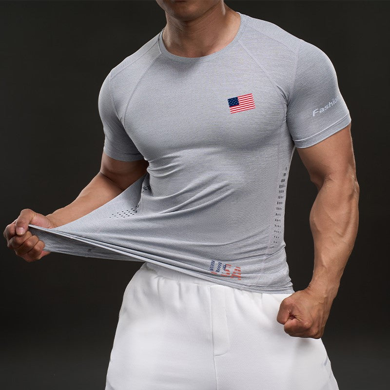 Men's Patriotic American Flag T-Shirt – USA Flag Graphic Tee with Chest Pocket – 4th of July Short Sleeve Shirt