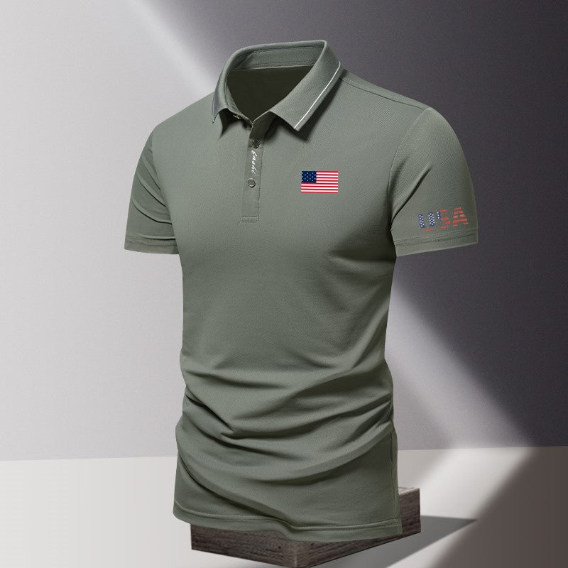 Men's Patriotic American Flag Polo Shirt – Short Sleeve Classic Fit USA Flag Tee for 4th of July & Everyday Wear