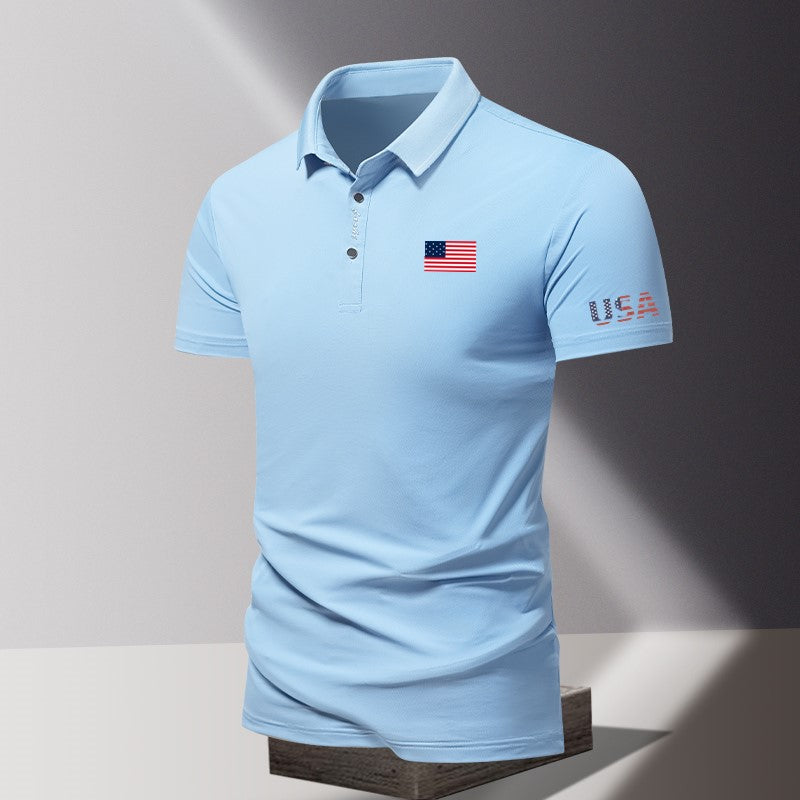 Men's Patriotic American Flag Polo Shirt – Short Sleeve Classic Fit USA Flag Tee for 4th of July & Everyday Wear