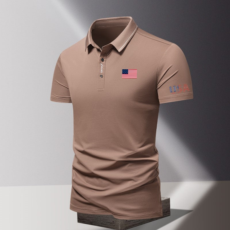 Men's Patriotic American Flag Polo Shirt – Short Sleeve Classic Fit USA Flag Tee for 4th of July & Everyday Wear