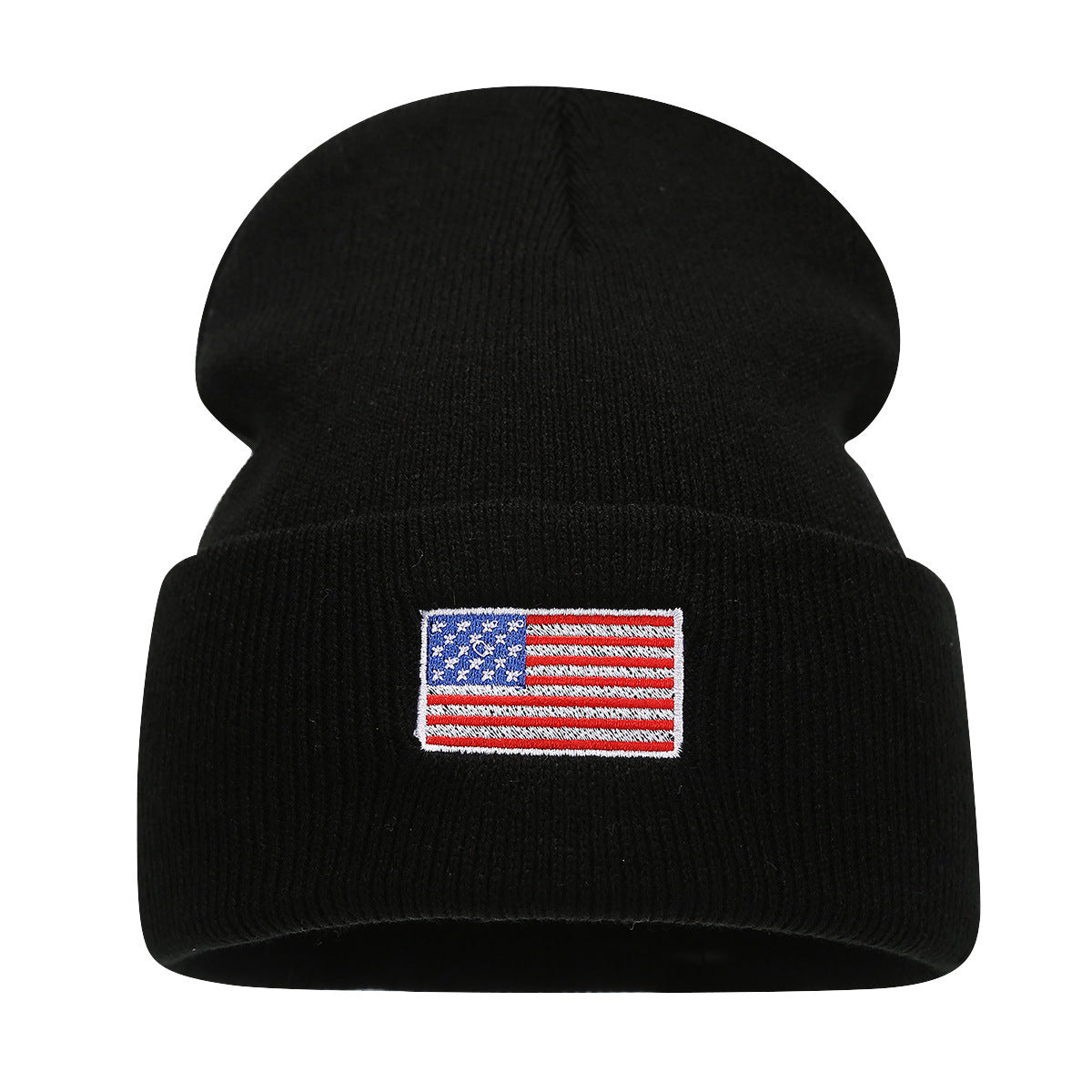 Patriotic Embroidered Flag Knit Beanie – Warm, Stylish, and Unisex Winter Hat