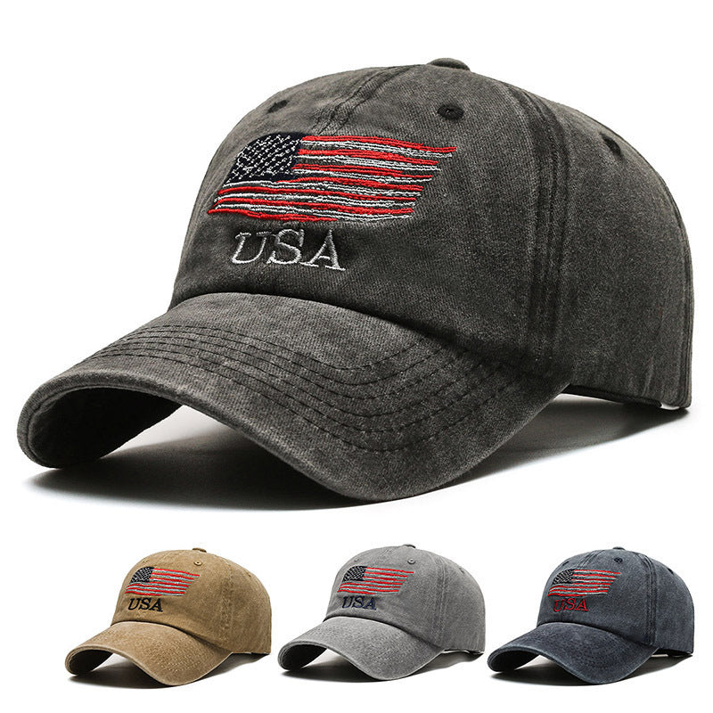 USA Flag Baseball Hat – Vintage Style Patriotic Cap for Men & Women, Adjustable Cotton Snapback