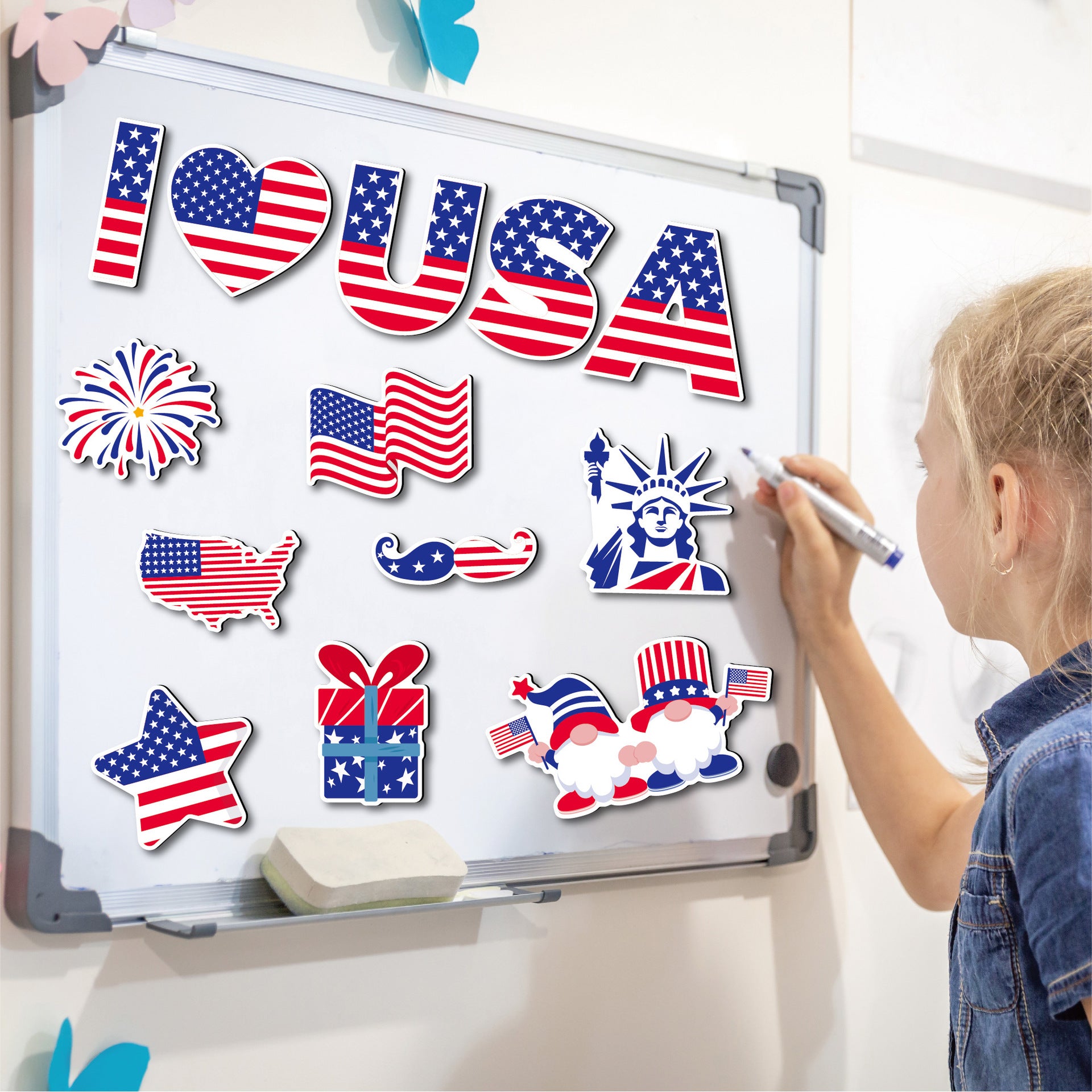 4th of July Patriotic Fridge Magnets – Reusable Soft Magnetic Stickers for Independence Day Decorations