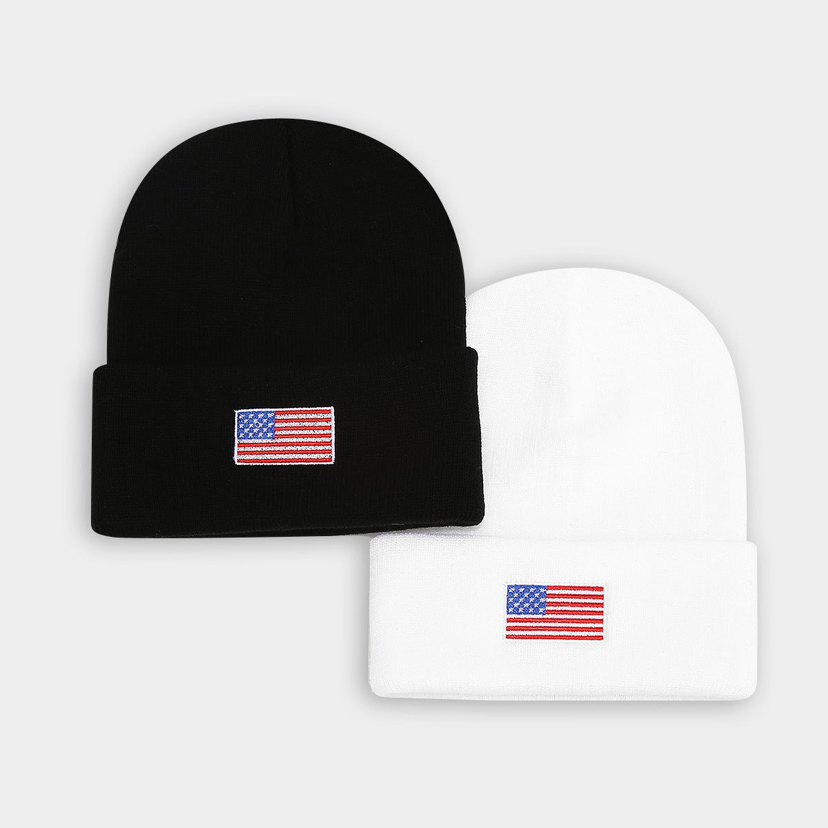 Patriotic Embroidered Flag Knit Beanie – Warm, Stylish, and Unisex Winter Hat