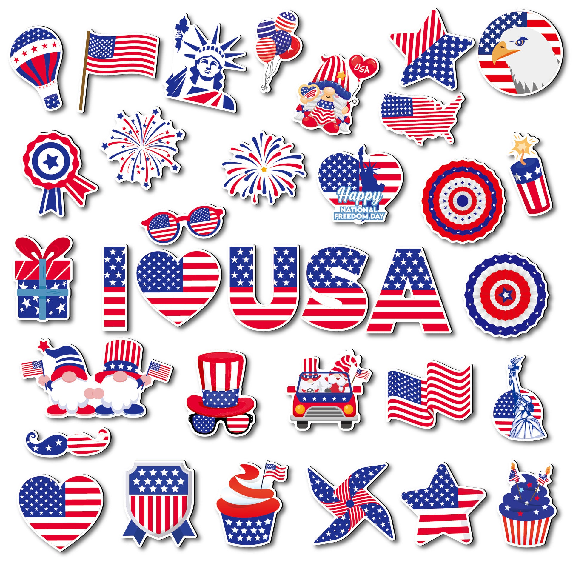 4th of July Patriotic Fridge Magnets – Reusable Soft Magnetic Stickers for Independence Day Decorations
