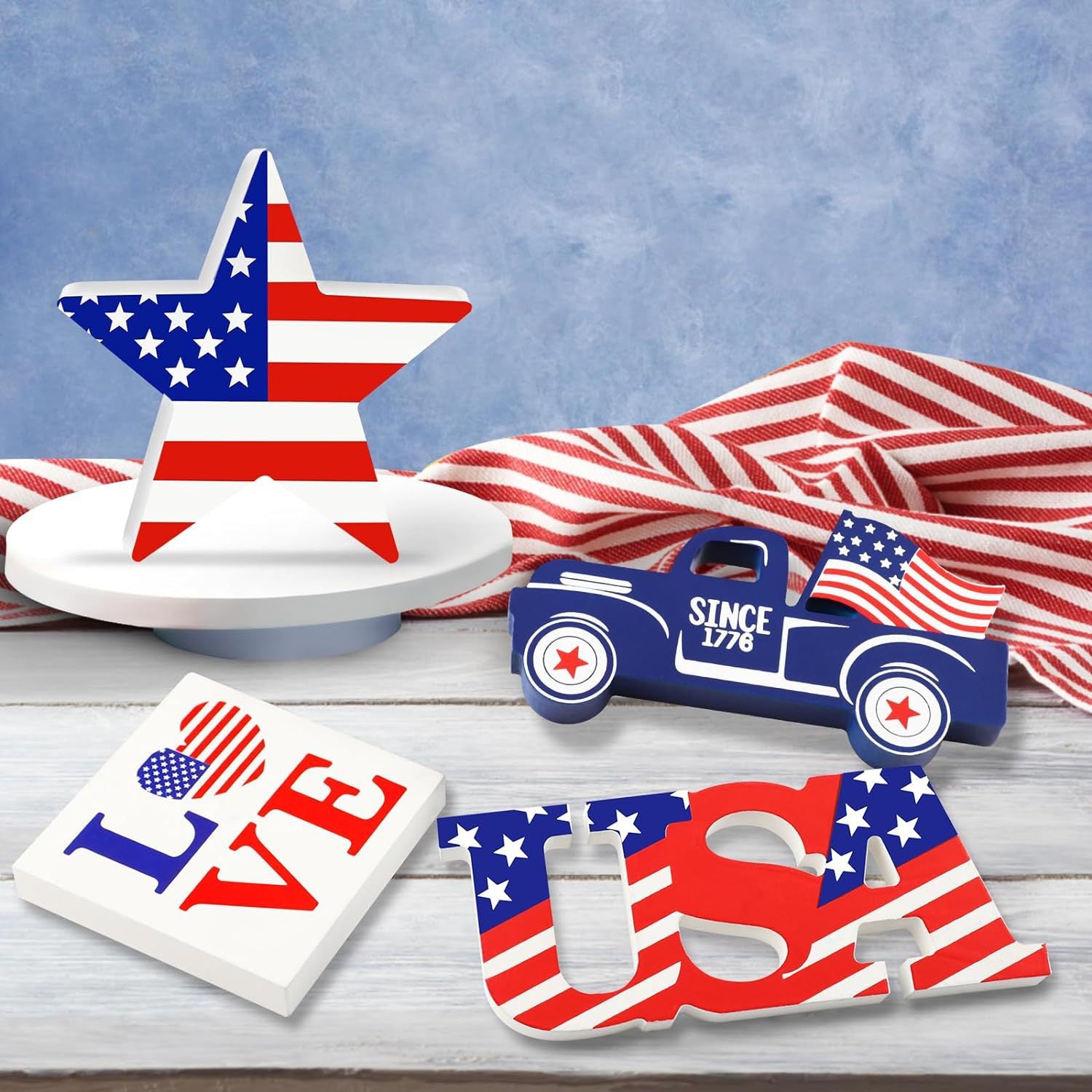 Handcrafted 3D Wooden Independence Day Decor – Patriotic Laser-Cut Puzzle Ornament for July 4th Celebrations