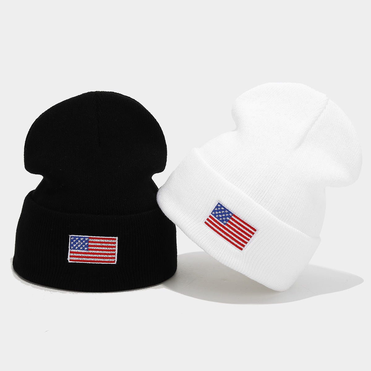 Patriotic Embroidered Flag Knit Beanie – Warm, Stylish, and Unisex Winter Hat
