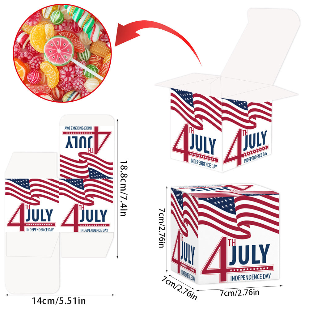 Patriotic Independence Day Candy Gift Boxes – Red, White & Blue Treat Packaging with Window Display