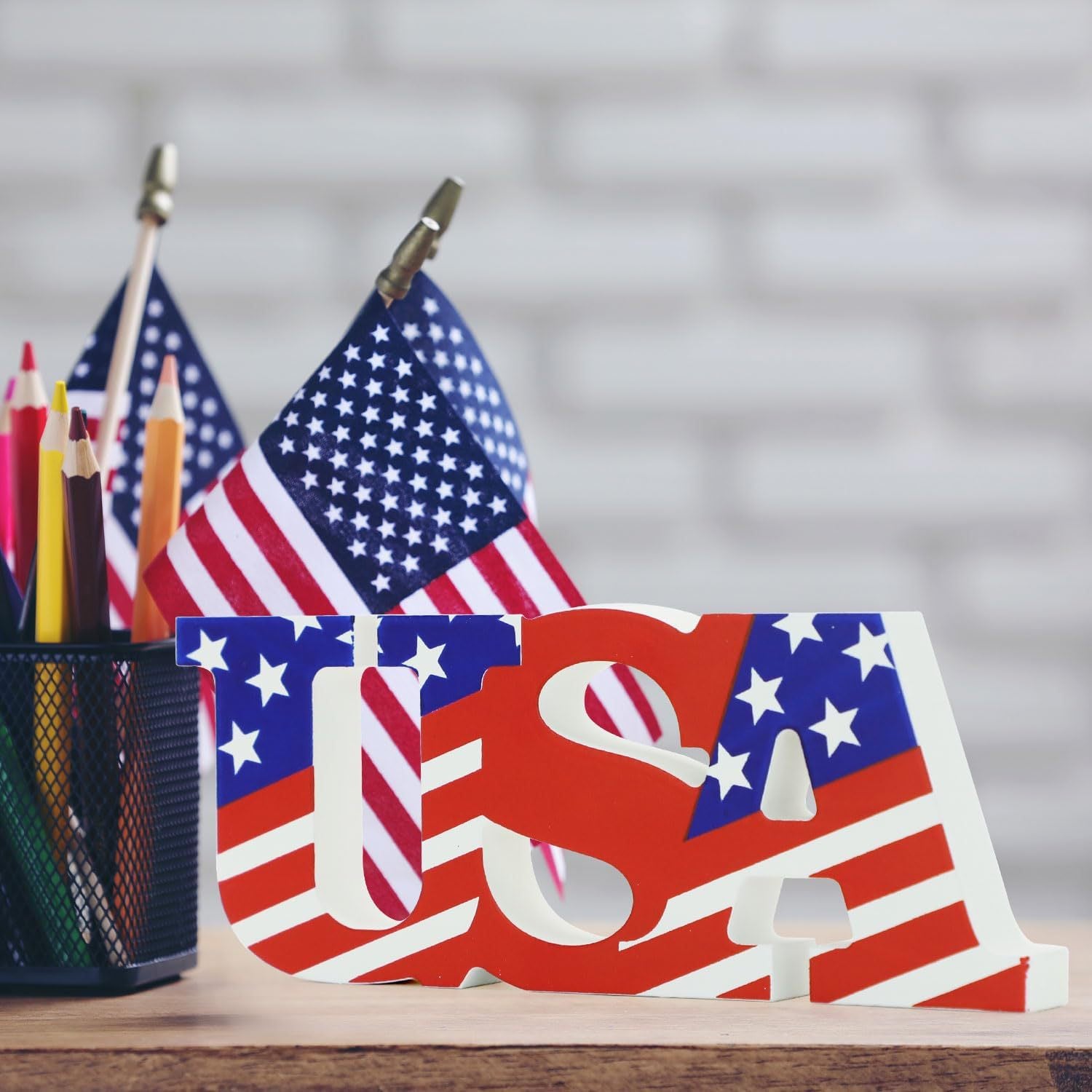 Handcrafted 3D Wooden Independence Day Decor – Patriotic Laser-Cut Puzzle Ornament for July 4th Celebrations
