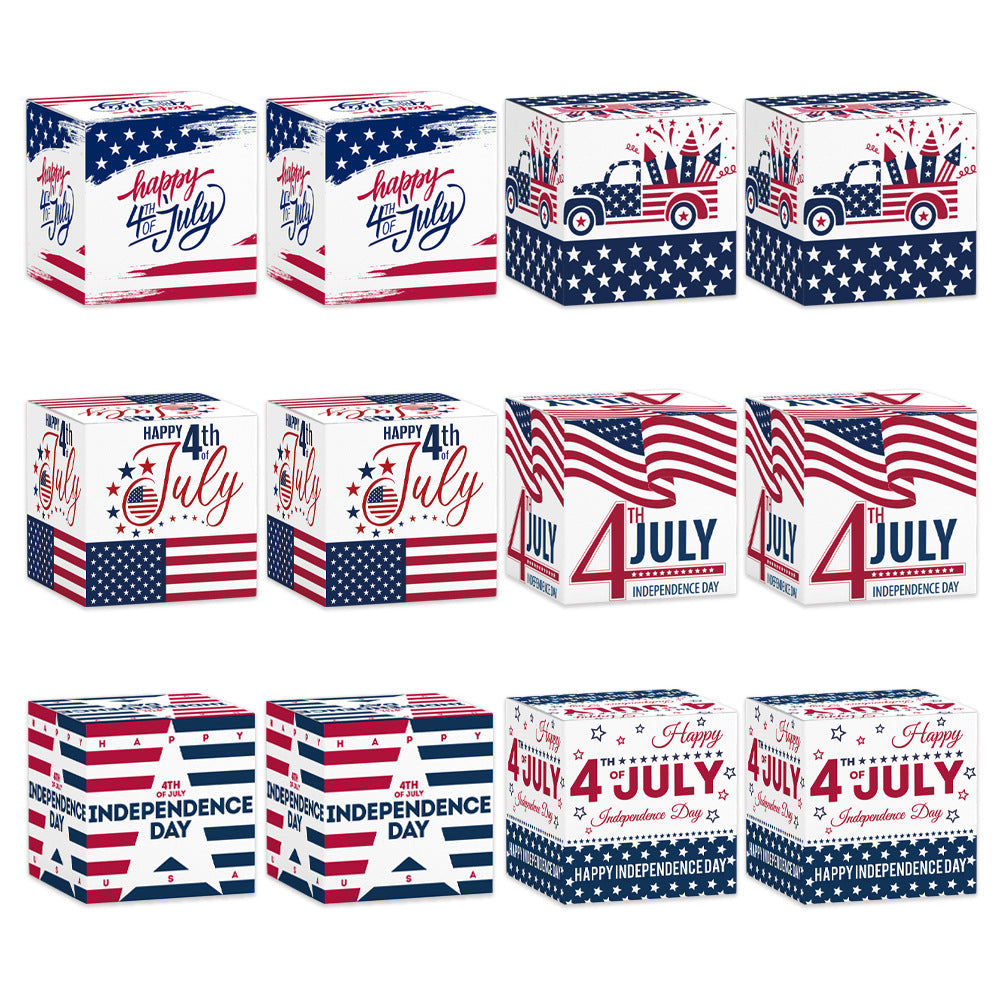 Patriotic Independence Day Candy Gift Boxes – Red, White & Blue Treat Packaging with Window Display