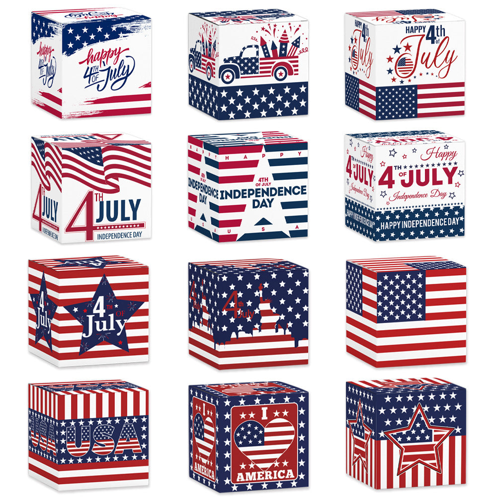 Patriotic Independence Day Candy Gift Boxes – Red, White & Blue Treat Packaging with Window Display